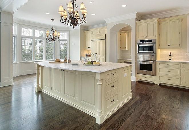 stylish bedroom with laminate floors in Dale City, VA