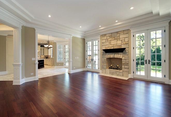 a seamless hardwood floor in a spacious hallway